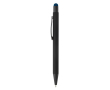 Metalen pen met gekleurde stylus en gegraveerd logo kleur donkerblauw