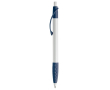 Witte pen met gekleurde details en getextureerde grip kleur donkerblauw