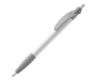 Witte pen met gekleurde details en getextureerde grip kleur zilver