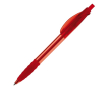 Transparante plastic pen met rubberen grip gemaakt in de EU kleur doorzichtig rood