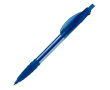 Transparante plastic pen met rubberen grip gemaakt in de EU kleur doorzichtig blauw