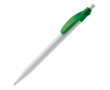 Witte plastic pen met gekleurde gebogen clip kleur groen