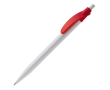 Witte plastic pen met gekleurde gebogen clip kleur rood