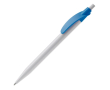 Witte plastic pen met gekleurde gebogen clip kleur lichtblauw