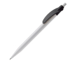Witte plastic pen met gekleurde gebogen clip kleur wit/zwart