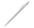 Witte plastic pen met gekleurde gebogen clip kleur wit