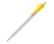 Witte plastic pen met origineel clipontwerp kleur geel