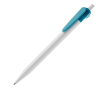 Witte plastic pen met origineel clipontwerp kleur turkoois