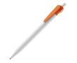 Witte plastic pen met origineel clipontwerp kleur oranje