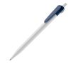 Witte plastic pen met origineel clipontwerp kleur donkerblauw