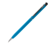 Dunne metalen pen in levendige kleuren met zwarte stylus kleur blauw