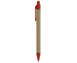 Pen gemaakt van gerecycled papier met drukknop en gekleurde punt kleur rood