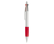 Multifunctionele pen 4-in-1 met gekleurde grip kleur rood