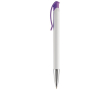 Witte plastic pen met details op de drukknop kleur paars