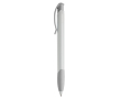Witte plastic pen met gekleurde gebogen clip gemaakt in de EU kleur zilver