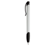 Witte plastic pen met gekleurde gebogen clip gemaakt in de EU kleur wit/zwart