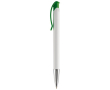 Witte plastic pen met details op de drukknop kleur groen