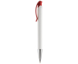 Witte plastic pen met details op de drukknop kleur rood
