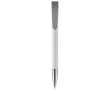 Witte plastic pen met details op de drukknop kleur zilver