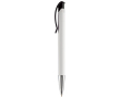 Witte plastic pen met details op de drukknop kleur wit/zwart