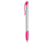 Witte plastic pen met gekleurde gebogen clip gemaakt in de EU kleur roze