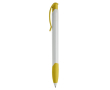 Witte plastic pen met gekleurde gebogen clip gemaakt in de EU kleur geel