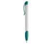 Witte plastic pen met gekleurde gebogen clip gemaakt in de EU kleur turkoois