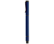 Metalen pen met blauwe inkt en gele markeerpen 2-in-1 kleur donkerblauw
