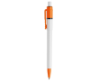 Witte pen met gekleurde details op de punt en clip gemaakt in de EU kleur oranje