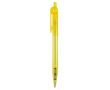 Transparante plastic pen met detail op de drukknop kleur doorzichtig geel