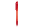 Transparante plastic pen met detail op de drukknop kleur doorzichtig rood