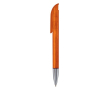 Transparante plastic pen met metalen punt gemaakt in de EU kleur doorzichtig oranje