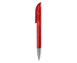 Transparante plastic pen met metalen punt gemaakt in de EU kleur doorzichtig rood