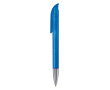 Transparante plastic pen met metalen punt gemaakt in de EU kleur doorzichtig blauw