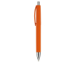 Plastic pen in verschillende kleuren met metalen punt en drukknop kleur oranje
