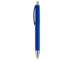 Plastic pen in verschillende kleuren met metalen punt en drukknop kleur donkerblauw