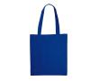 Kleurrijke katoenen tas met OEKO-TEX certificering en zijvouw 140 g/m2 kleur blauw