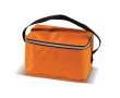 gekleurde polyester koeltas met klein zwart handvat voor 6 blikjes kleur oranje