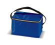 gekleurde polyester koeltas met klein zwart handvat voor 6 blikjes kleur blauw