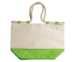 Canvas tas met gekleurde bodem en stevige koordhandvatten kleur limoen groen