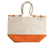 Canvas tas met gekleurde bodem en stevige koordhandvatten kleur oranje