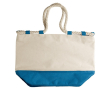 Canvas tas met gekleurde bodem en stevige koordhandvatten kleur lichtblauw