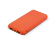 Rubberen powerbank met USB-A en type C poorten 8000 mAh kleur oranje
