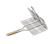 Rechthoekige barbecuegrill met comfortabel houten handvat kleur hout