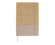 Notitieboek van jute en RPET met kleurdetail aan de basis. kleur beige