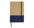 Notitieboek van jute en RPET met kleurdetail aan de basis. kleur donkerblauw