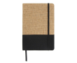 Notitieboek van jute en RPET met kleurdetail aan de basis. kleur zwart