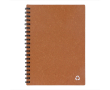 Ecologisch spiraal notitieboek van gerecycled leer met FSC-papier kleur lichtbruin