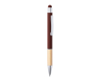 Pen van aluminium en bamboe met blauwe inkt graveren Touch kleur rood