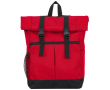 Rugzak van polyester 900D met oprolbare klep en sluitbanden kleur rood